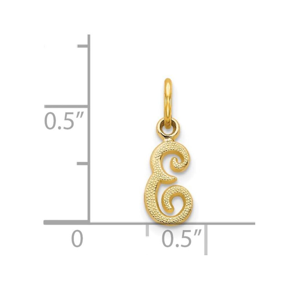 14k Yellow Gold Script Letter E Initial Charm - image 4